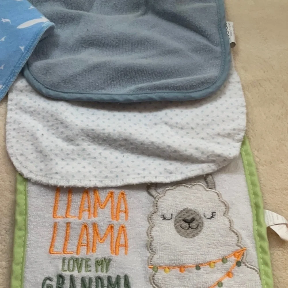 Dino and Animal Print Baby Bib Set - Blue, Orange, Green